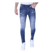 Local Fanatic Jeans Slim Fit För Män Med Blekt Tvätt - 1094 Blue, Herr