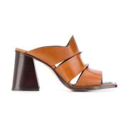 Maison Margiela Bruna Lädermules med Blockklack Brown, Dam