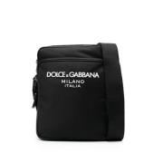 Dolce & Gabbana Svart Axelväska med Dragkedjeficka Black, Herr