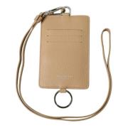 Dolce & Gabbana Beige Läder Nyckelband Korthållare Plånbok Beige, Dam