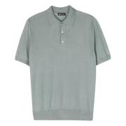 Colombo Lyxig Cashmere Silk Polo Shirt Green, Herr