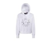 Moorer Sportig Kort Bomulls Sweatshirt med Custom Broderi White, Dam