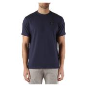 North Sails Stretch Bomull T-shirt med Front Logo Patch Blue, Herr