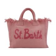 MC2 Saint Barth Canvas Shopper Väska Rosa Fransig Dragkedja Pink, Dam