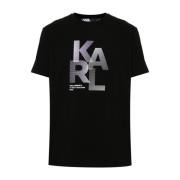 Karl Lagerfeld Logo Print Crew Neck T-shirts Black, Herr