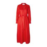 Selected Femme Lyra Linne Skjortklänning - Flame Scarlet Red, Dam