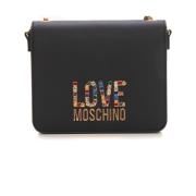 Love Moschino Stilren Väska med Kedjehandtag och Strass Black, Dam