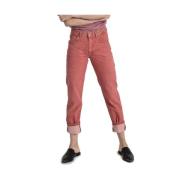 One Teaspoon Högmidjade raka ben denim jeans Red, Dam