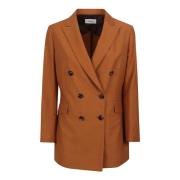 Saulina Rust Slim Fit Double-Breasted Jacket Brown, Dam