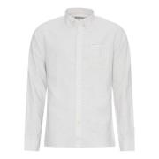 Barbour Vit Linne Bomull Skjorta Klassiskt Logotyp White, Herr