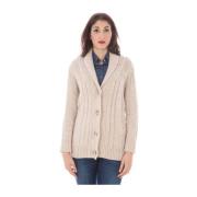 Fred Perry Logo Knapp Ull Cardigan Stilfull Kvinnor Beige, Dam