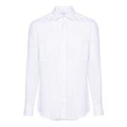 Low Brand Vit Linneskjorta med Insatsdesign White, Herr