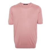 Tagliatore Laxsilke T-shirt Ribbad rund hals Kortärmad Pink, Herr