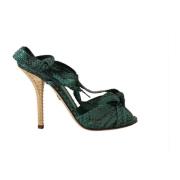 Dolce & Gabbana Smaragd Exotiska Läderklackar Sandaler Green, Dam
