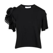Kaos Svart Bomull Crew Neck T-shirt Black, Dam