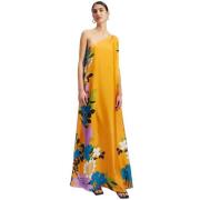 La DoubleJ Enaxlad Roy-klänning med silke twill Yellow, Dam