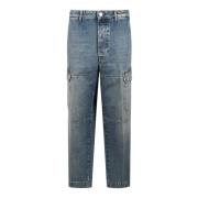 Nine In The Morning Cargo Jeans Regular Fit Bomull Denim Blue, Herr