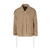 Pinko Gabardin Parka i Grå Beige, Dam