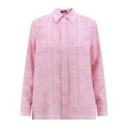 Versace Rosa Sidenskjorta med Medusa-detaljer Pink, Dam