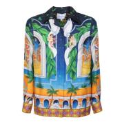 Casablanca Blå Grafisk Silkeskjorta Multicolor, Dam