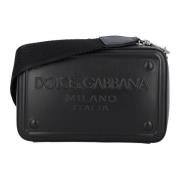 Dolce & Gabbana Svart Präglad Logga Crossbody-väska Black, Herr