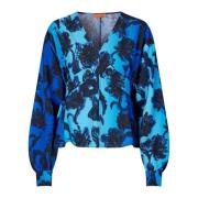 Stine Goya Elegant V-ringad Blus med Oversized Ärm Multicolor, Dam