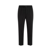 Ami Paris Svart Pinstripad Ull Elastiska Byxor Black, Herr