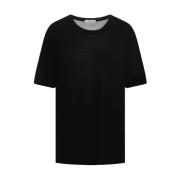 Lemaire Svart Silke Crew Neck T-shirt Black, Dam