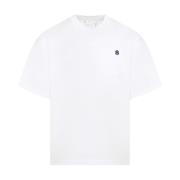 Sacai Vit Bomull T-shirt med Monogram White, Herr