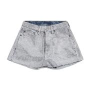 Maison Margiela Kristall Bomull Denim Shorts Gray, Dam