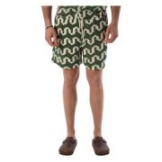 OAS Bomull Bermuda Shorts med Dragsko i Midjan Green, Herr