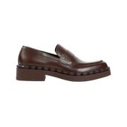 Valentino Garavani Brun läder Rockstud Loafer Brown, Herr