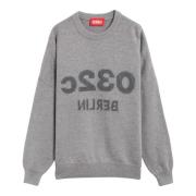 032c Merino Wool Crew Neck Stickad Tröja Gray, Herr