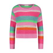 Jane Lushka Färgglad Stripe PU Pullover Multicolor, Dam
