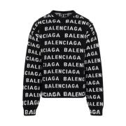 Balenciaga Svart Ull Crewneck Tröja Ss24 Black, Herr