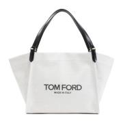 Tom Ford Svart Shopper Toteväska White, Dam