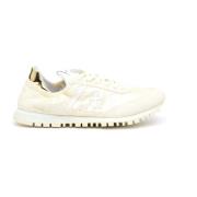 Premiata Beige mocka sneakers med guld detalj Yellow, Dam