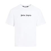Palm Angels Vit Logot-shirt Crew Neck White, Herr