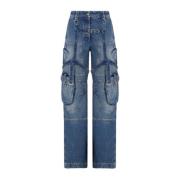 Off White Straight Jeans Blue, Dam