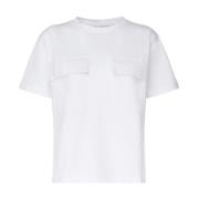 Mariuccia Milano Vit T-shirt med Faux Fickapplikation White, Dam