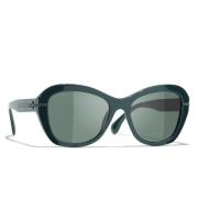 Chanel Ikoniska solglasögon med enhetliga linser Green, Dam