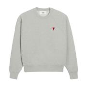 Ami Paris Grå De Coeur Sweatshirt Bomull Broderad Gray, Herr