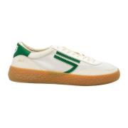 Puraai Vita Tyg Sneakers med Gröna Detaljer Multicolor, Herr