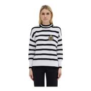 Ermanno Scervino Randig rundhals med emblem White, Dam