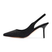 Cesare Gaspari Jewel Suede High Heeled Pumps Black, Dam