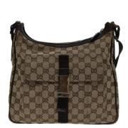 Gucci Vintage Pre-owned Canvas axelremsvskor Brown, Dam