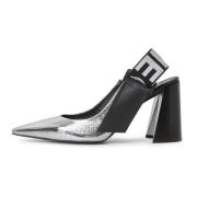 Cesare Gaspari Elegant Slingback Pumps - Silver Gray, Dam