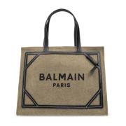 Balmain Shopper väska med logotyp Green, Dam
