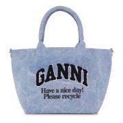 Ganni Blå Easy Shopper Tvättad Väska Blue, Dam