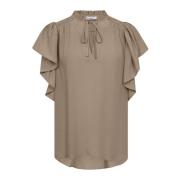Co'Couture Volang Topp Blus i valnöt Brown, Dam